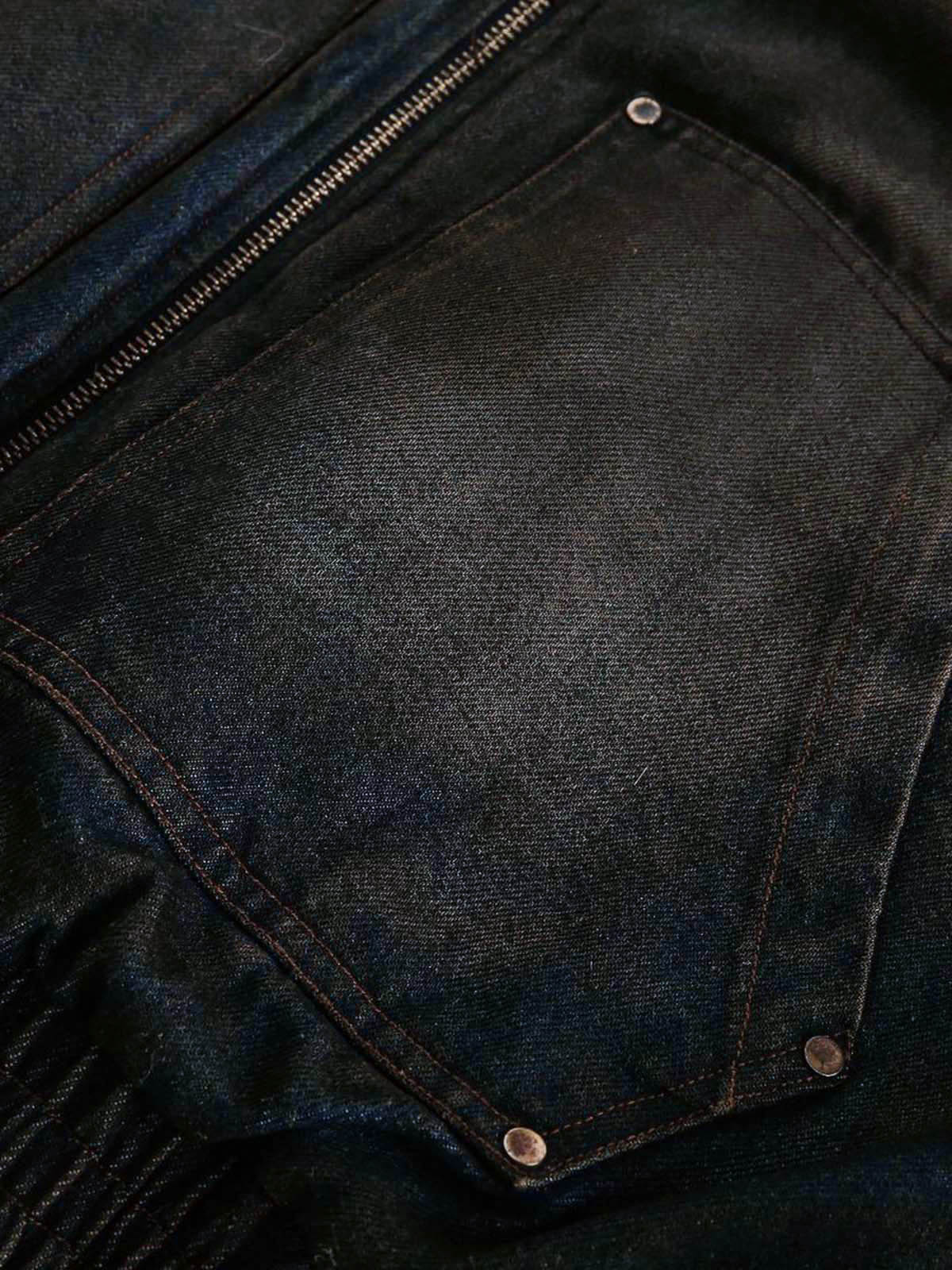 JAQUETA FUR HOODED WASHED DENIM