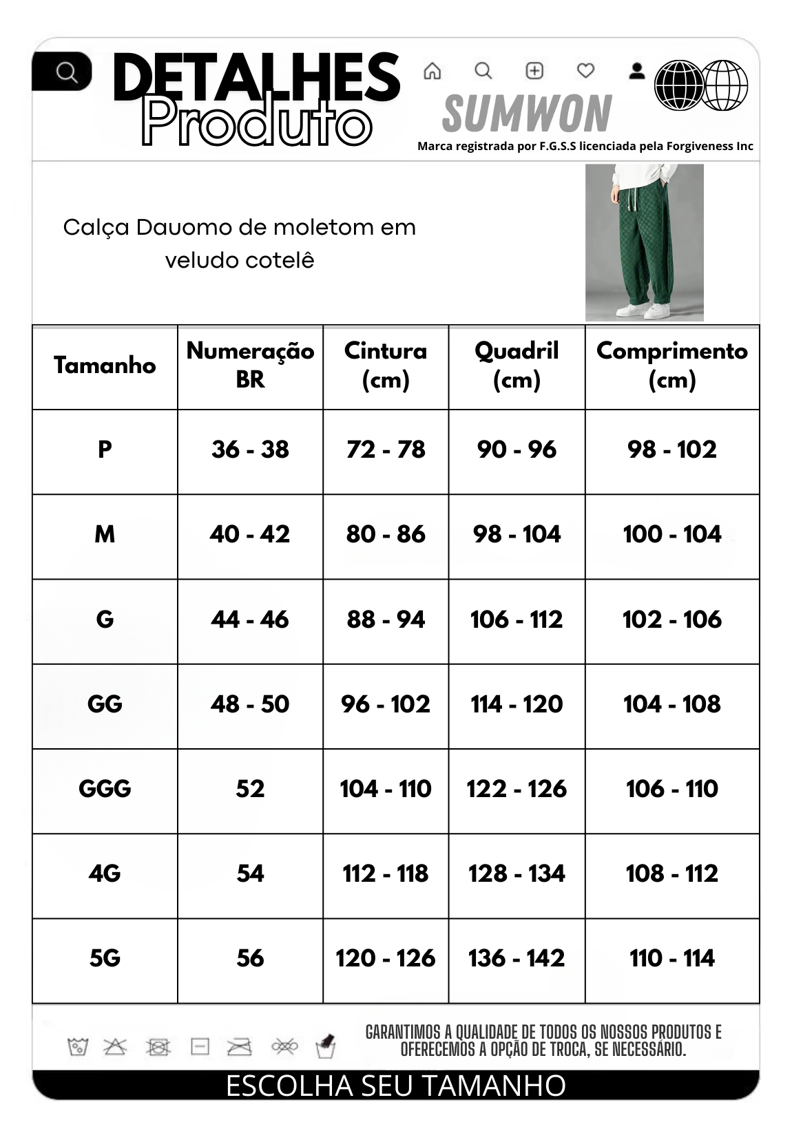 Calça Dauomo de moletom em veludo cotelê