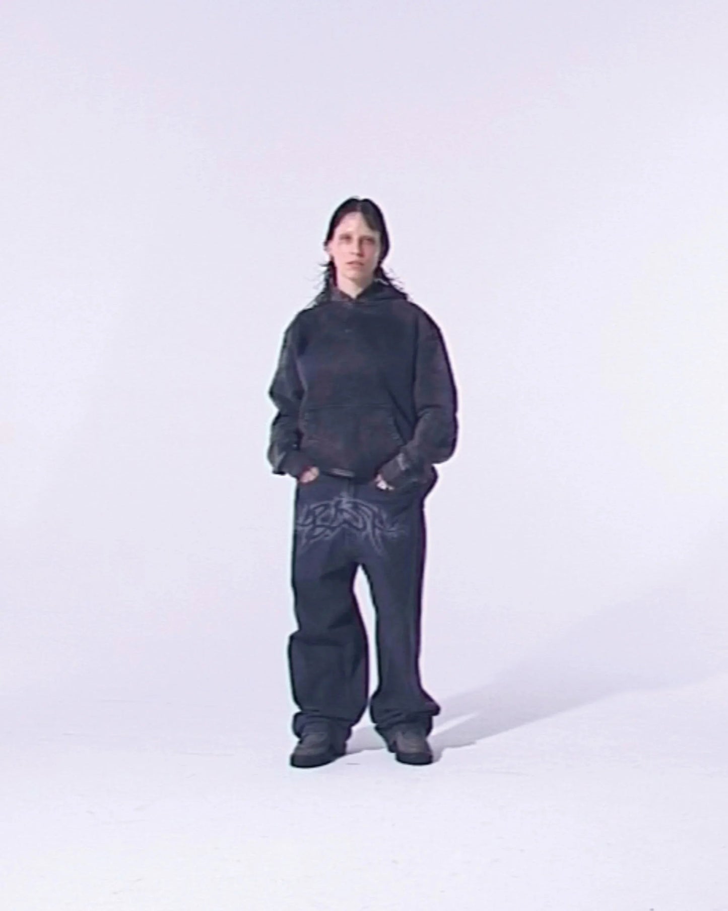 Loose Fit Black Denim - Black