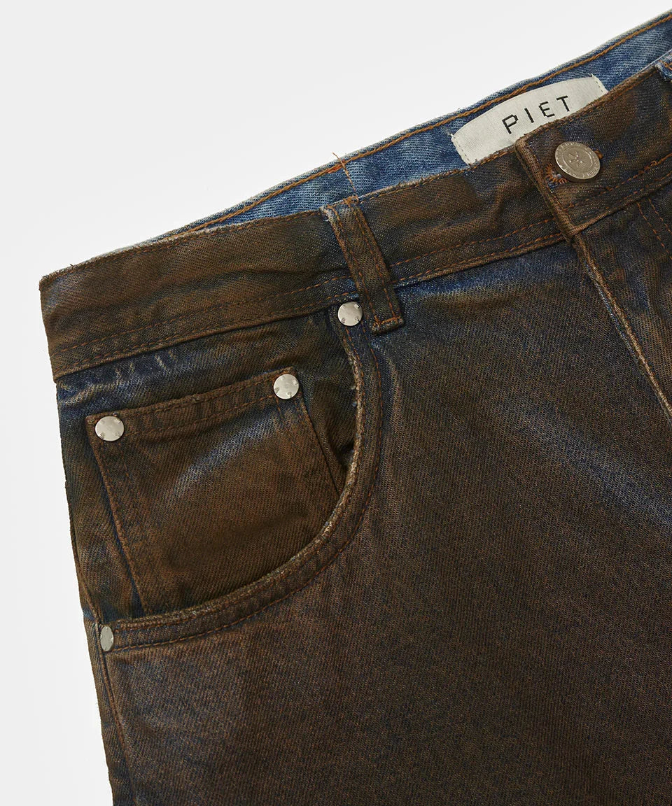 Overlayed Denim Trousers Blue