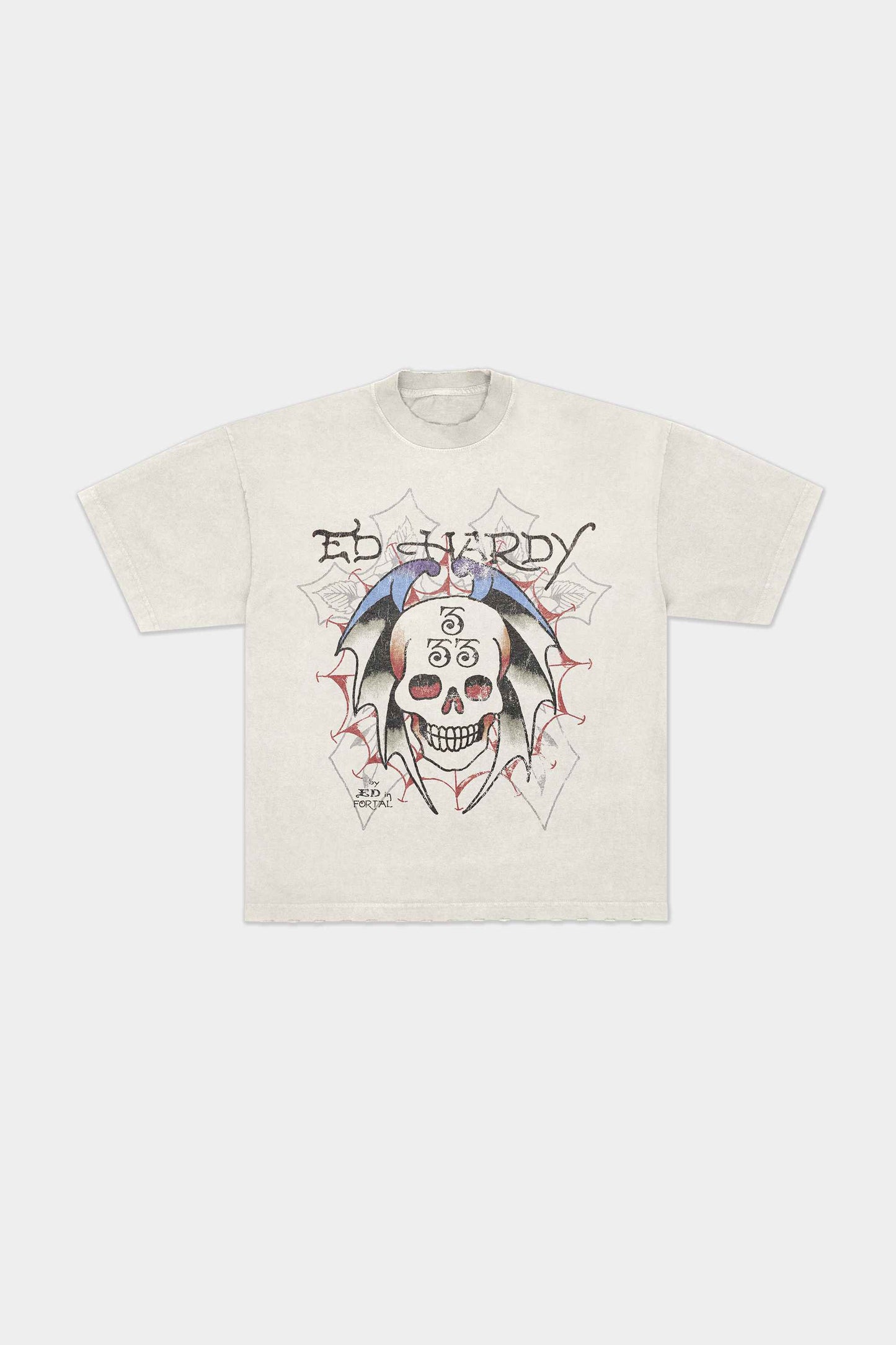 Camiseta Ed Hardy x Matuê Bat Skull (Off White)