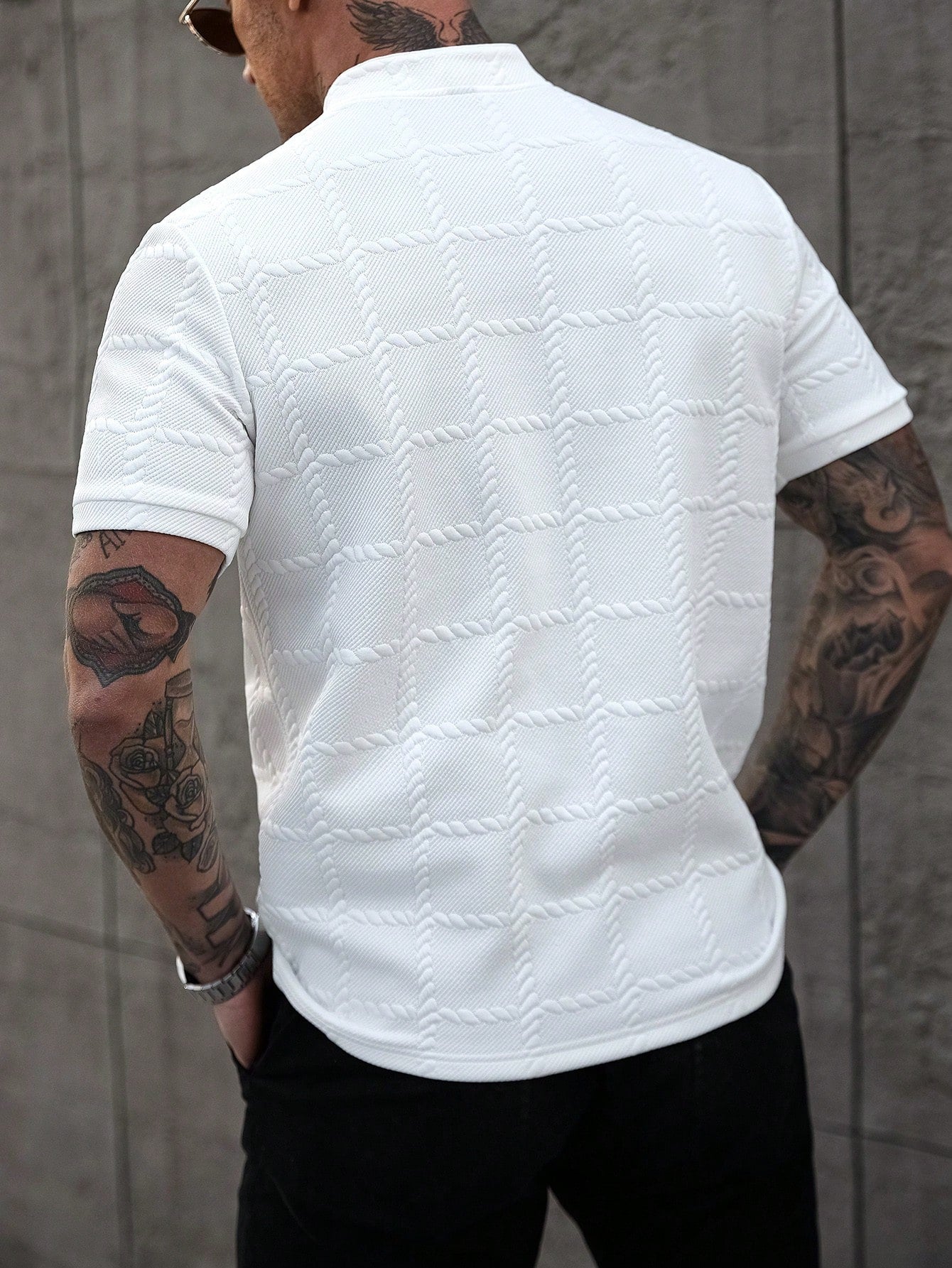 Camisa CasualCool Polo de Cor Sólida com Gola Padre