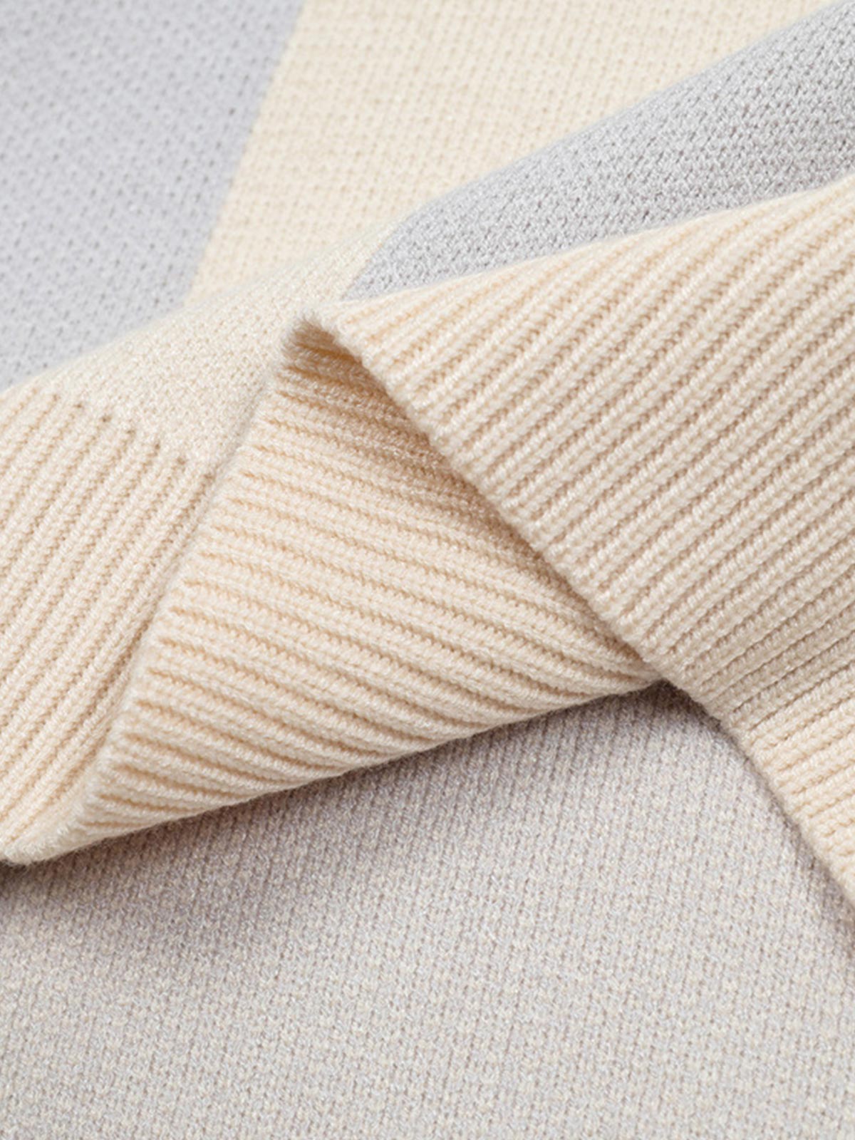 Vertical Striped Colorblock Lapel Sweater - 2587