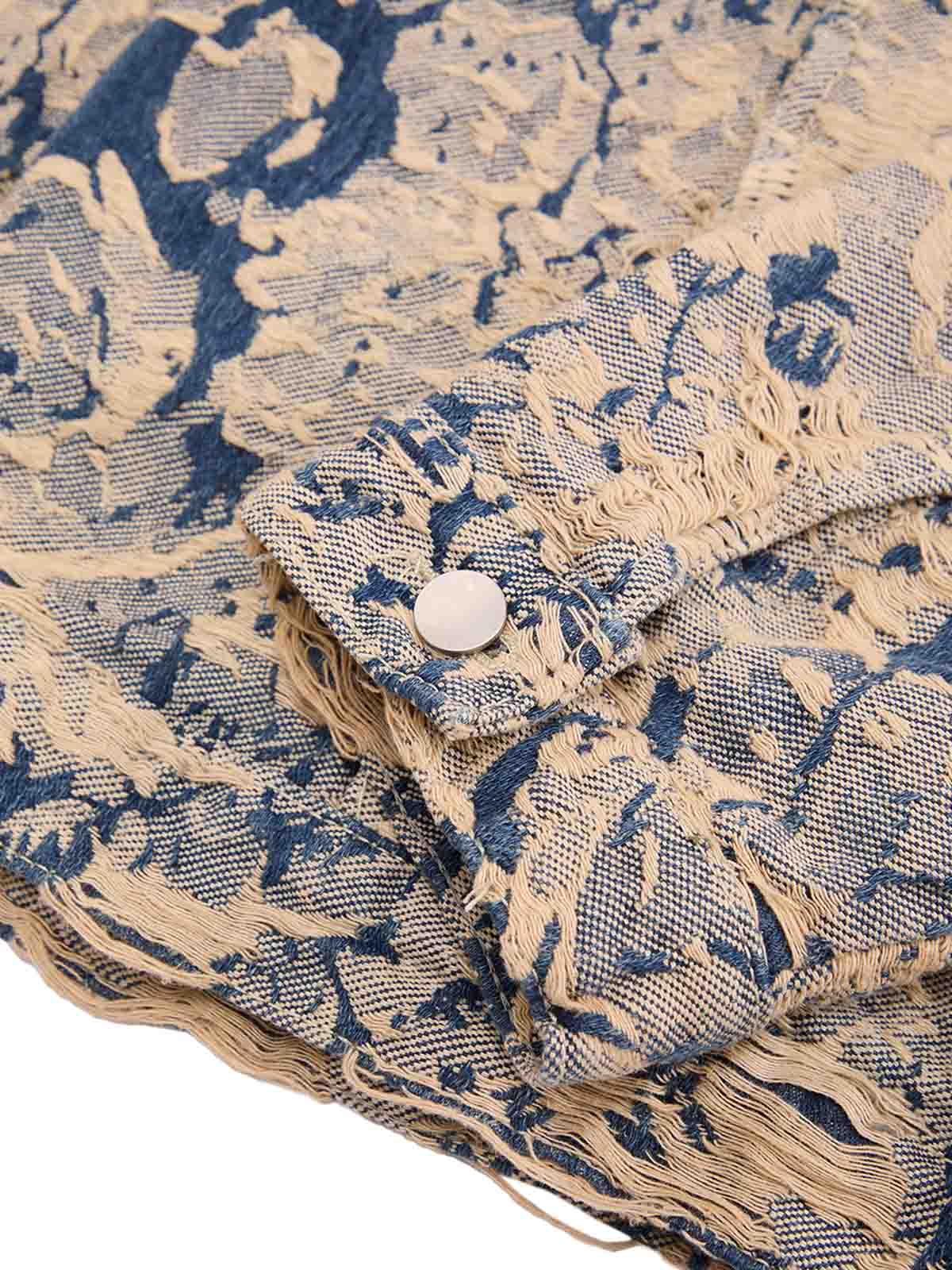 Jaqueta Distressed Jacquard Denim