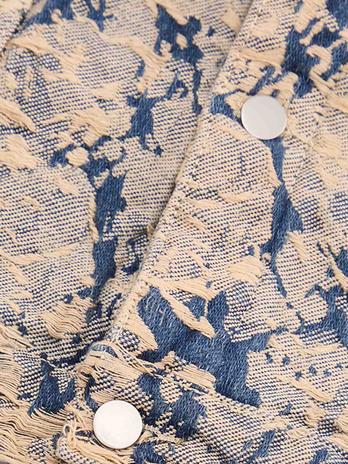 Jaqueta Distressed Jacquard Denim