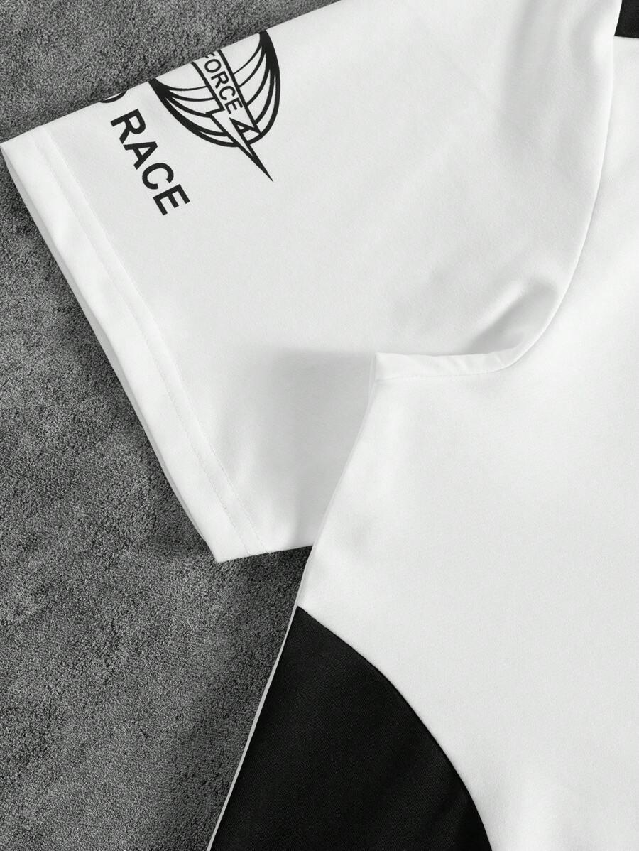 STYNVO Camisa Polo de Manga Curta Casual e Versátil com Estampa de Letra em Tela para Homens