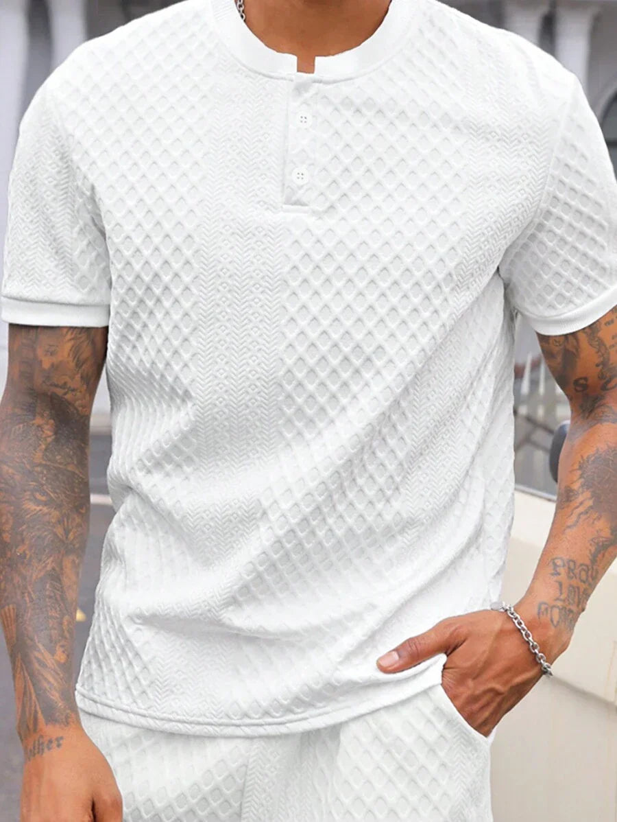 Camiseta Henley Diamond Texture