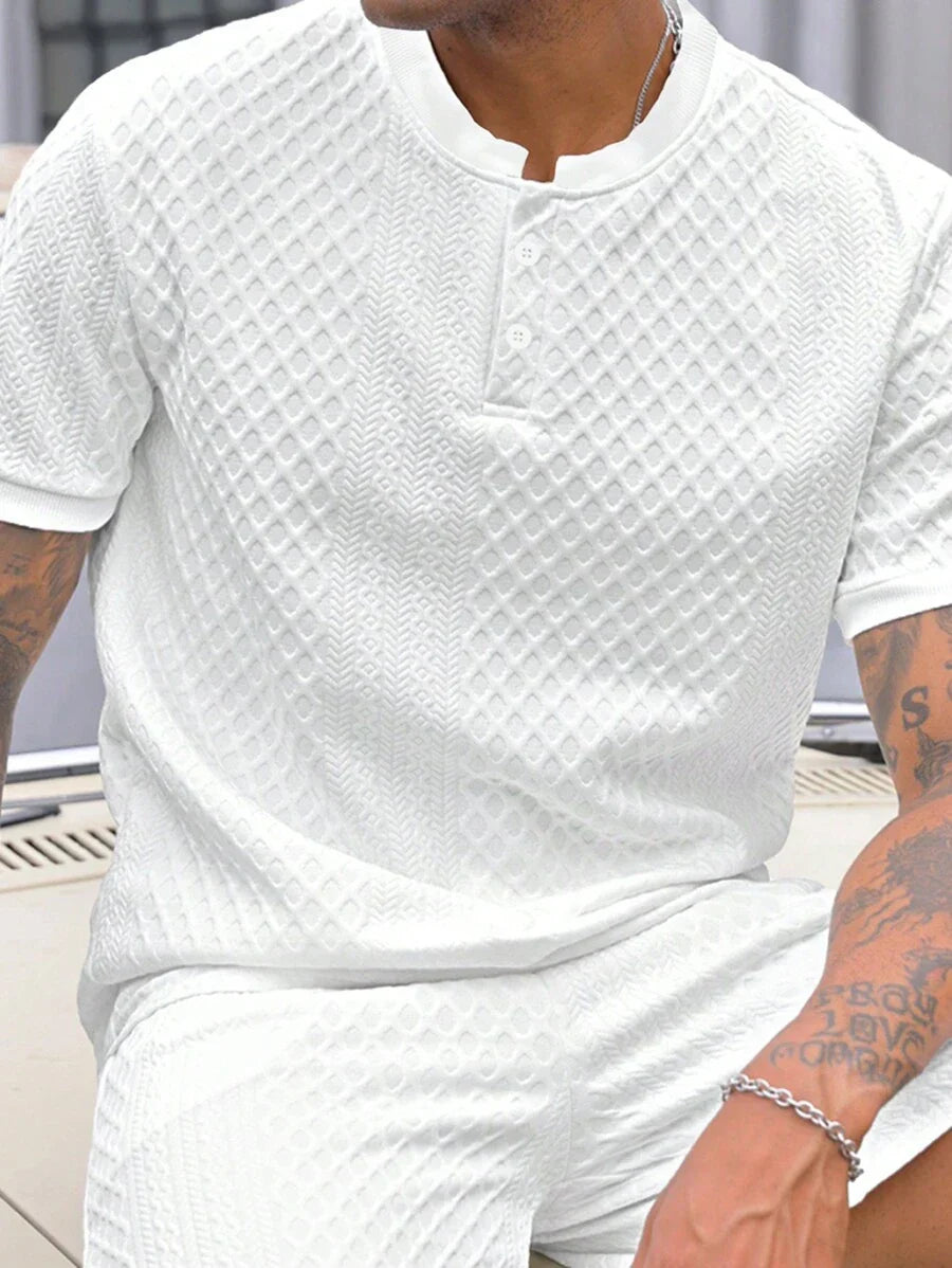 Camiseta Henley Diamond Texture