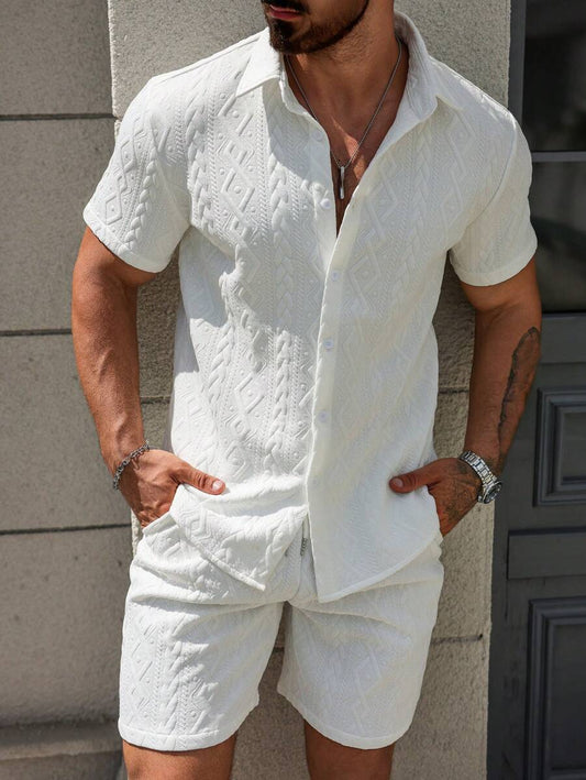 Conjunto CasualCool Conjunto de Camisa e Shorts Casuais de Verão