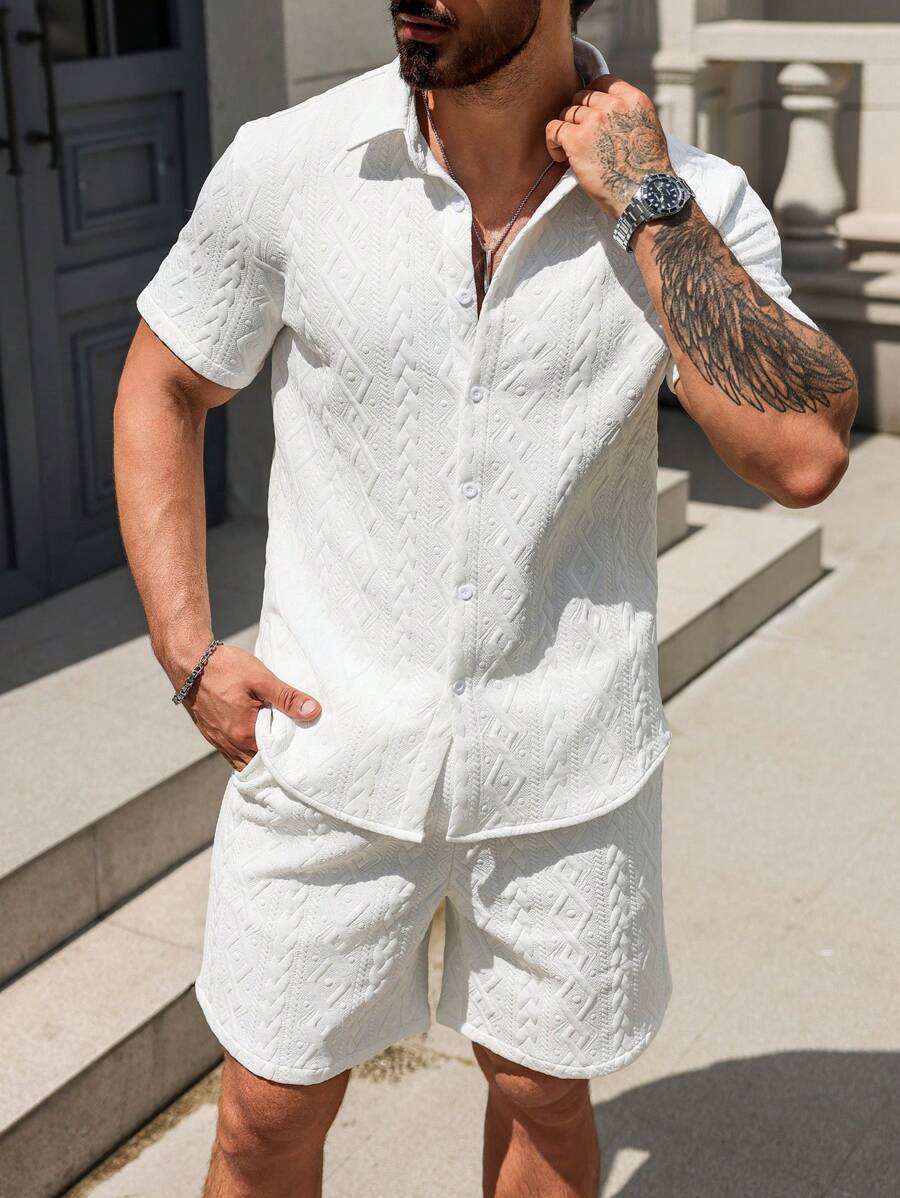 Conjunto CasualCool Conjunto de Camisa e Shorts Casuais de Verão