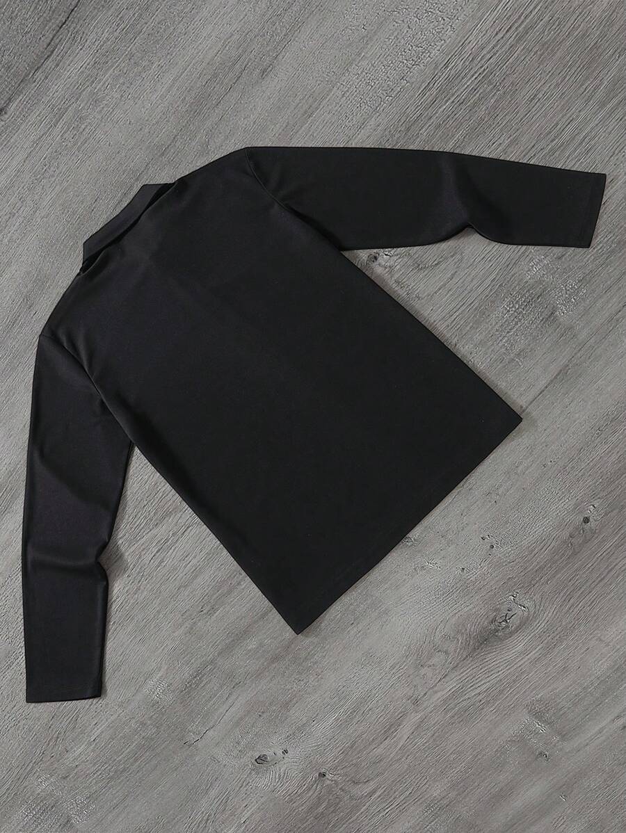 STYNVO Camisa Polo de Manga Longa com Gola Virada e Estampa de Letra, Casual, Primavera/Outono