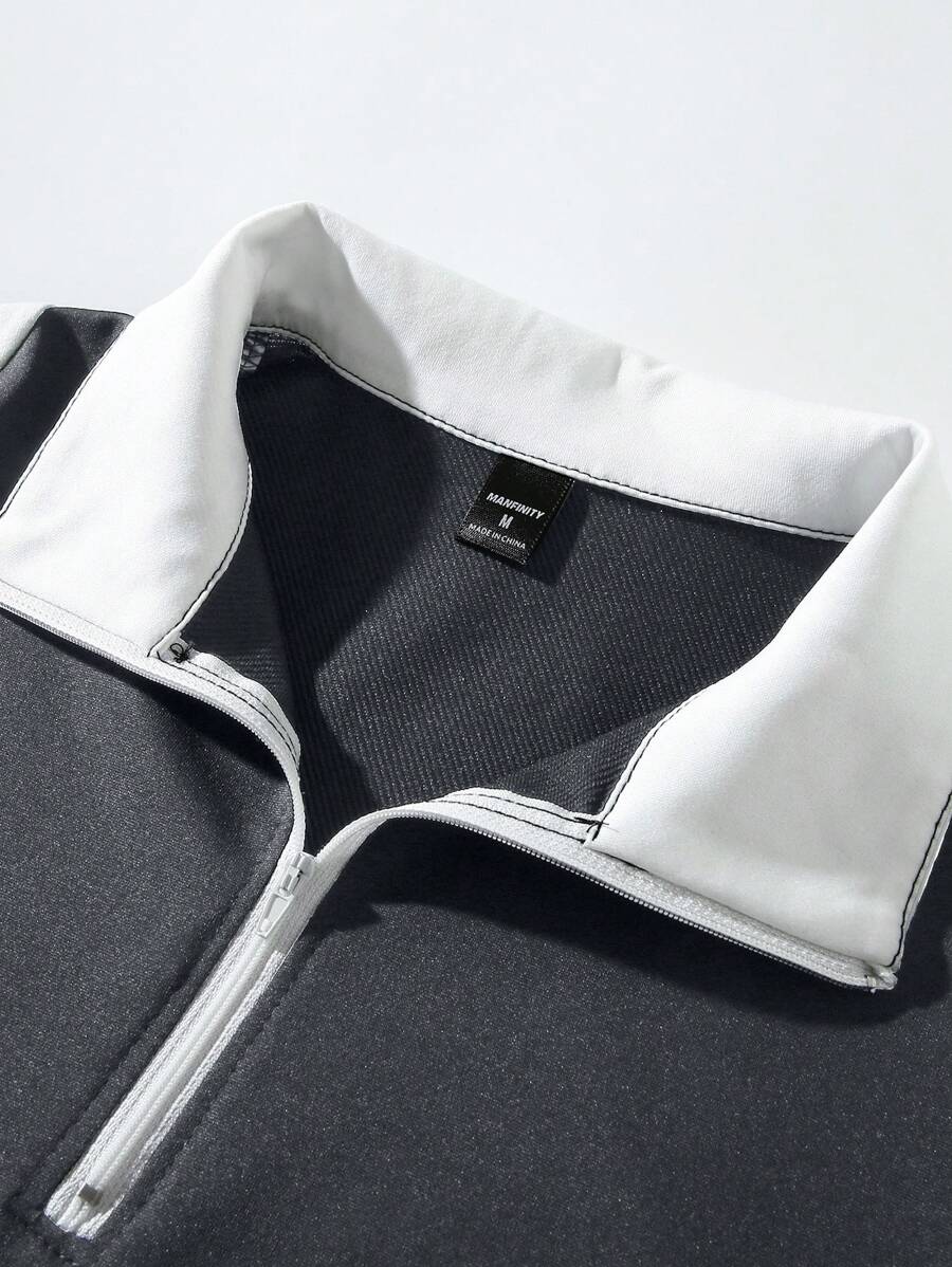 STYNVO Camisa Polo de Manga Curta Casual e Versátil com Estampa de Letra em Tela para Homens