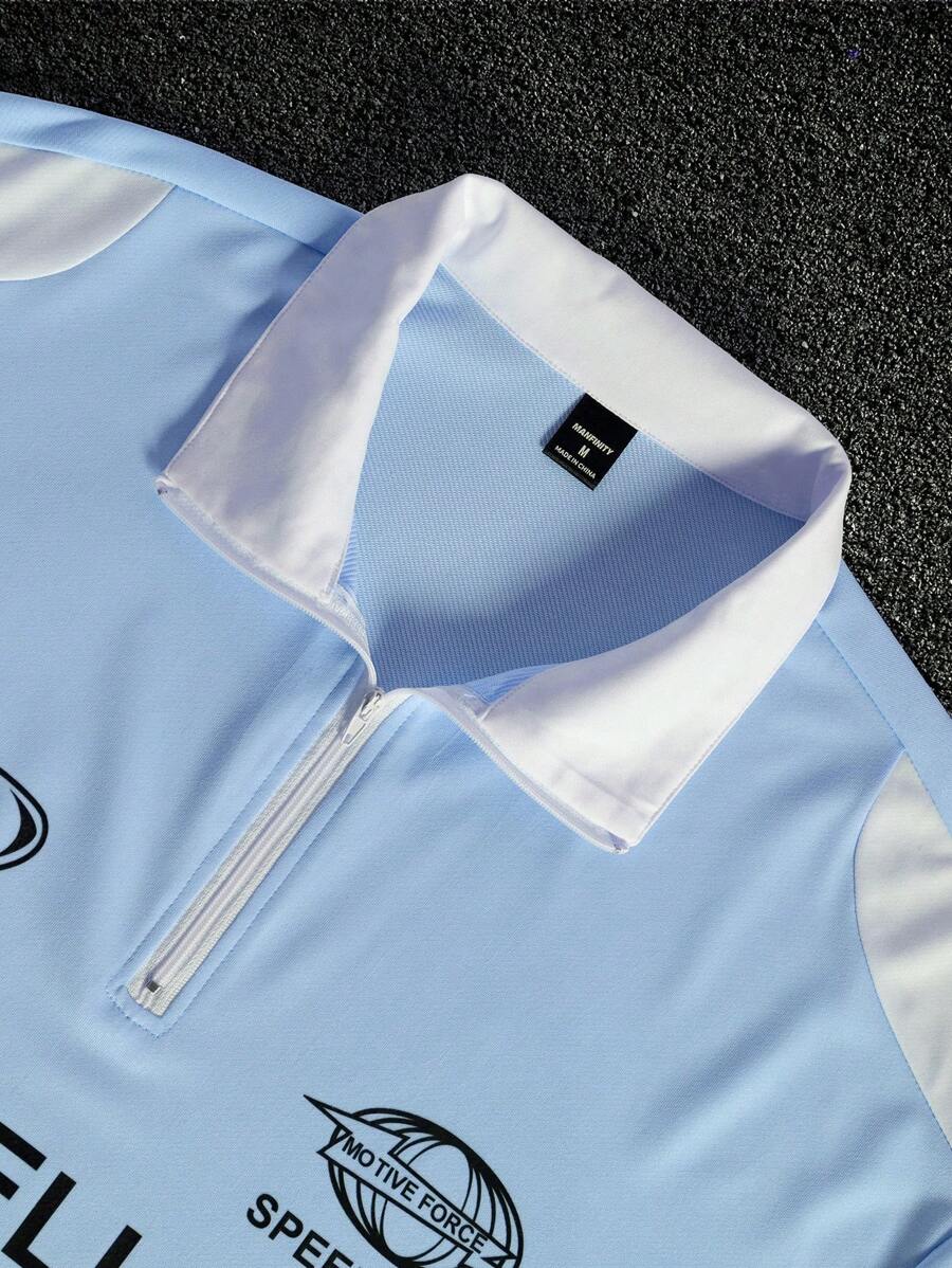 STYNVO Camisa Polo de Manga Curta Casual e Versátil com Estampa de Letra em Tela para Homens