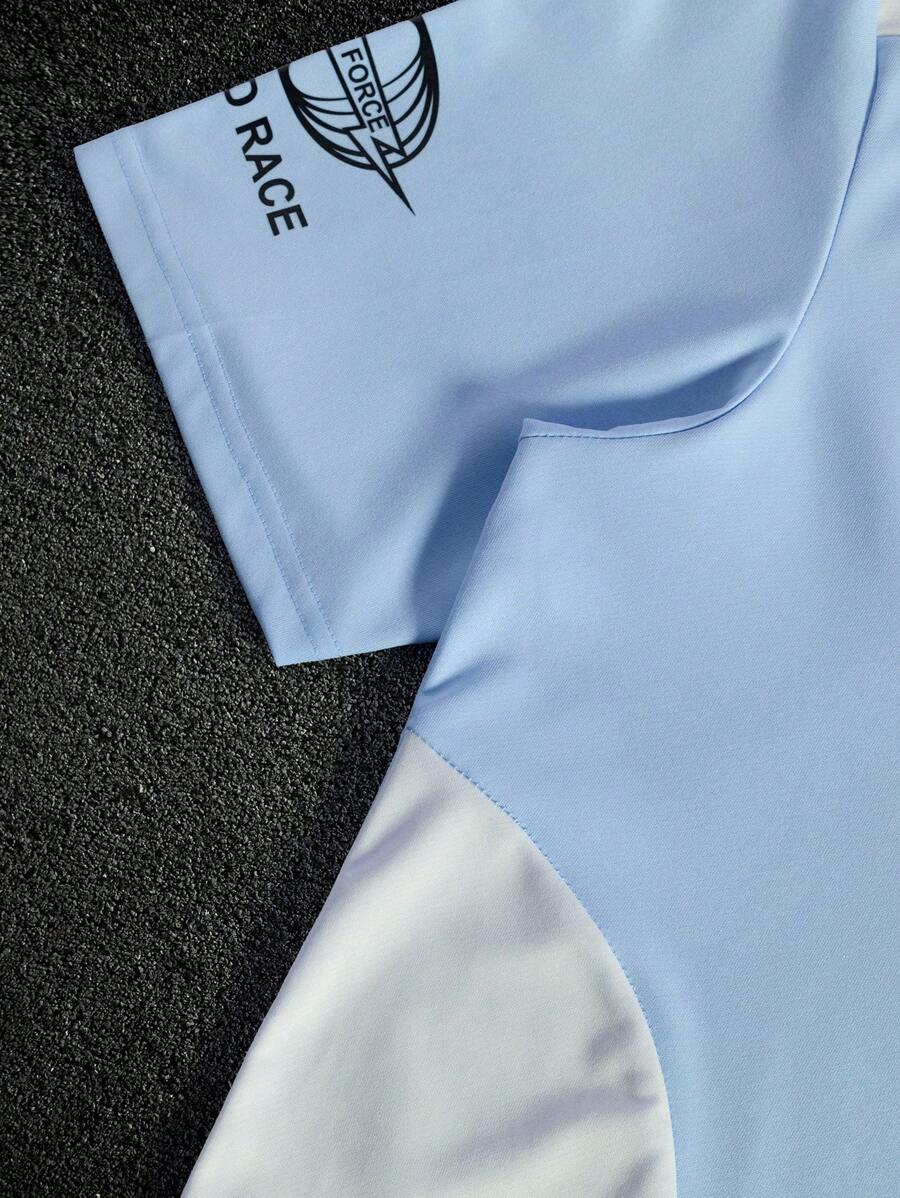 STYNVO Camisa Polo de Manga Curta Casual e Versátil com Estampa de Letra em Tela para Homens