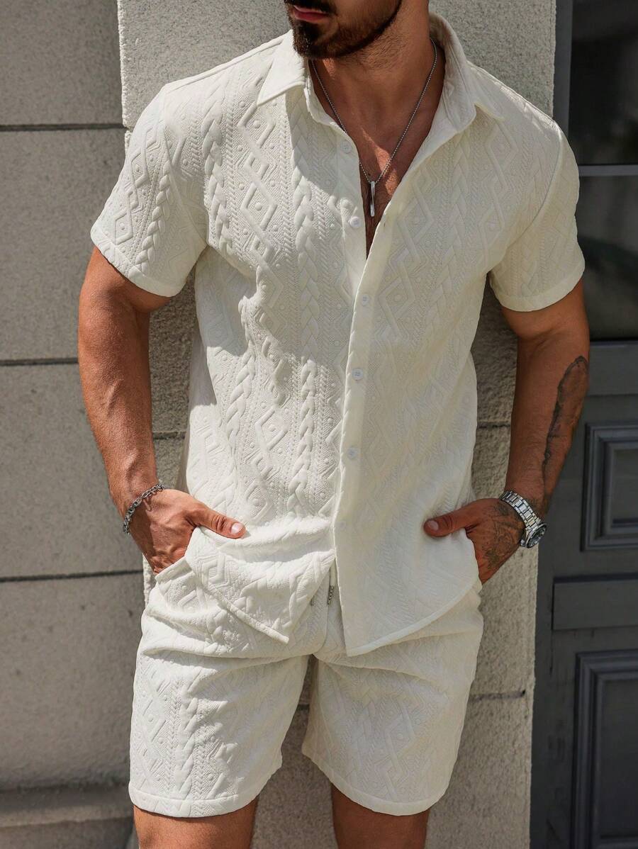 Conjunto CasualCool Conjunto de Camisa e Shorts Casuais de Verão