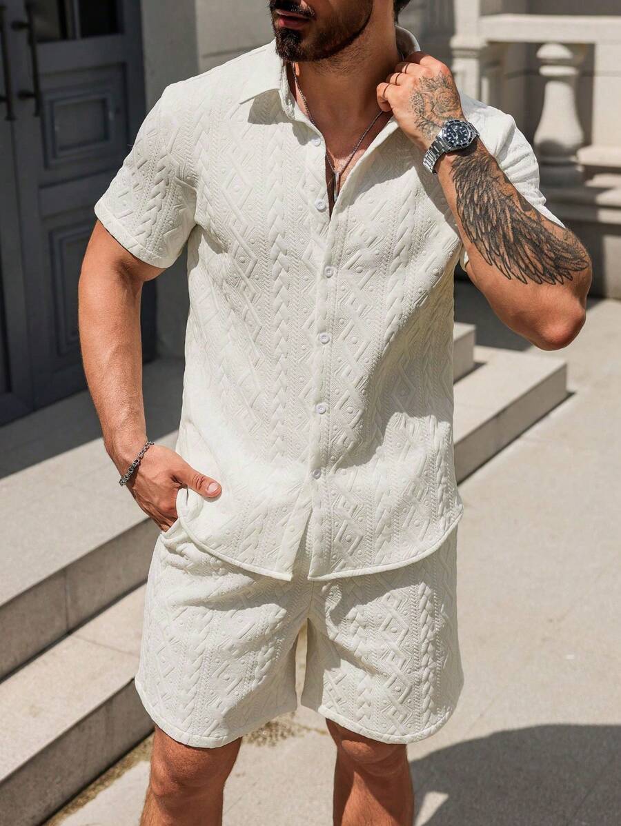 Conjunto CasualCool Conjunto de Camisa e Shorts Casuais de Verão