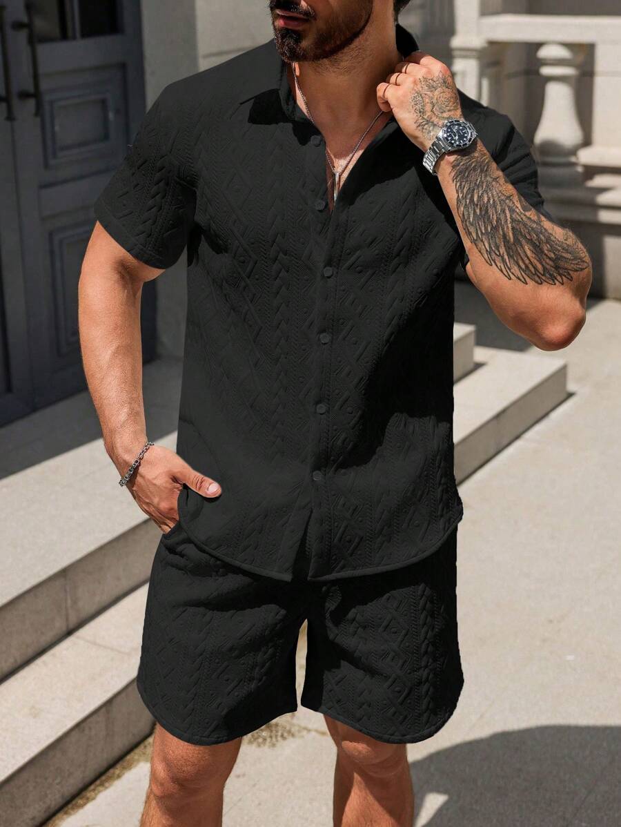 Conjunto CasualCool Conjunto de Camisa e Shorts Casuais de Verão
