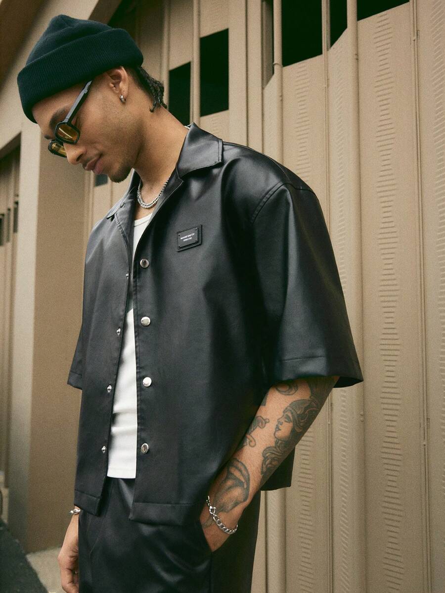 Conjunto Streetwear Gótico Masculino Preto Oversized Couro PU STYNVO Noir