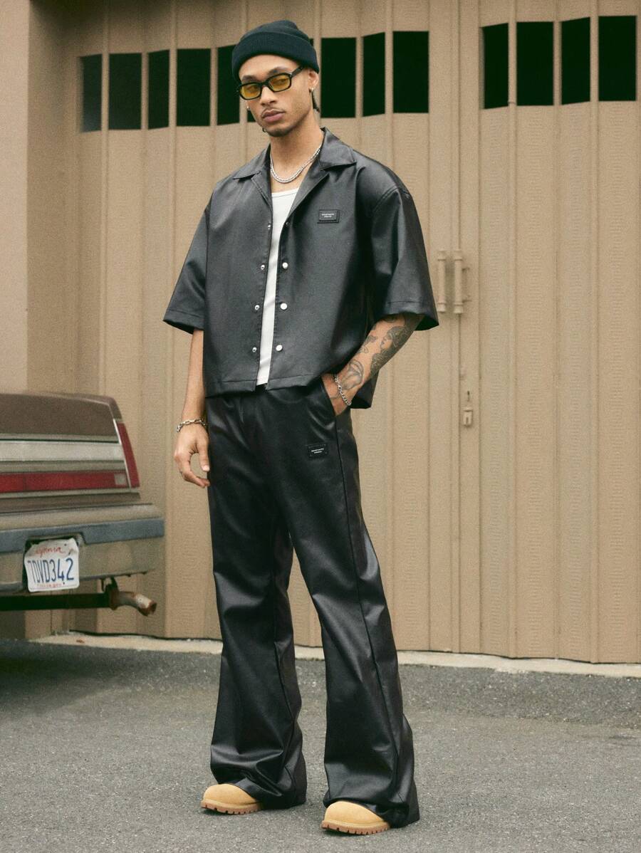 Conjunto Streetwear Gótico Masculino Preto Oversized Couro PU STYNVO Noir