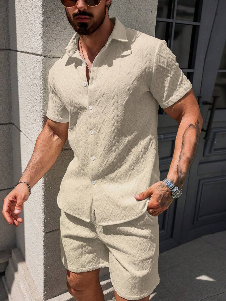Conjunto CasualCool Conjunto de Camisa e Shorts Casuais de Verão