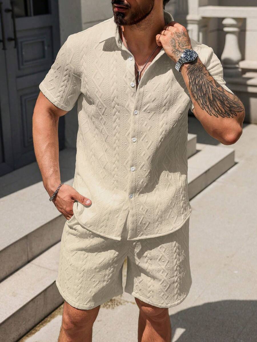 Conjunto CasualCool Conjunto de Camisa e Shorts Casuais de Verão