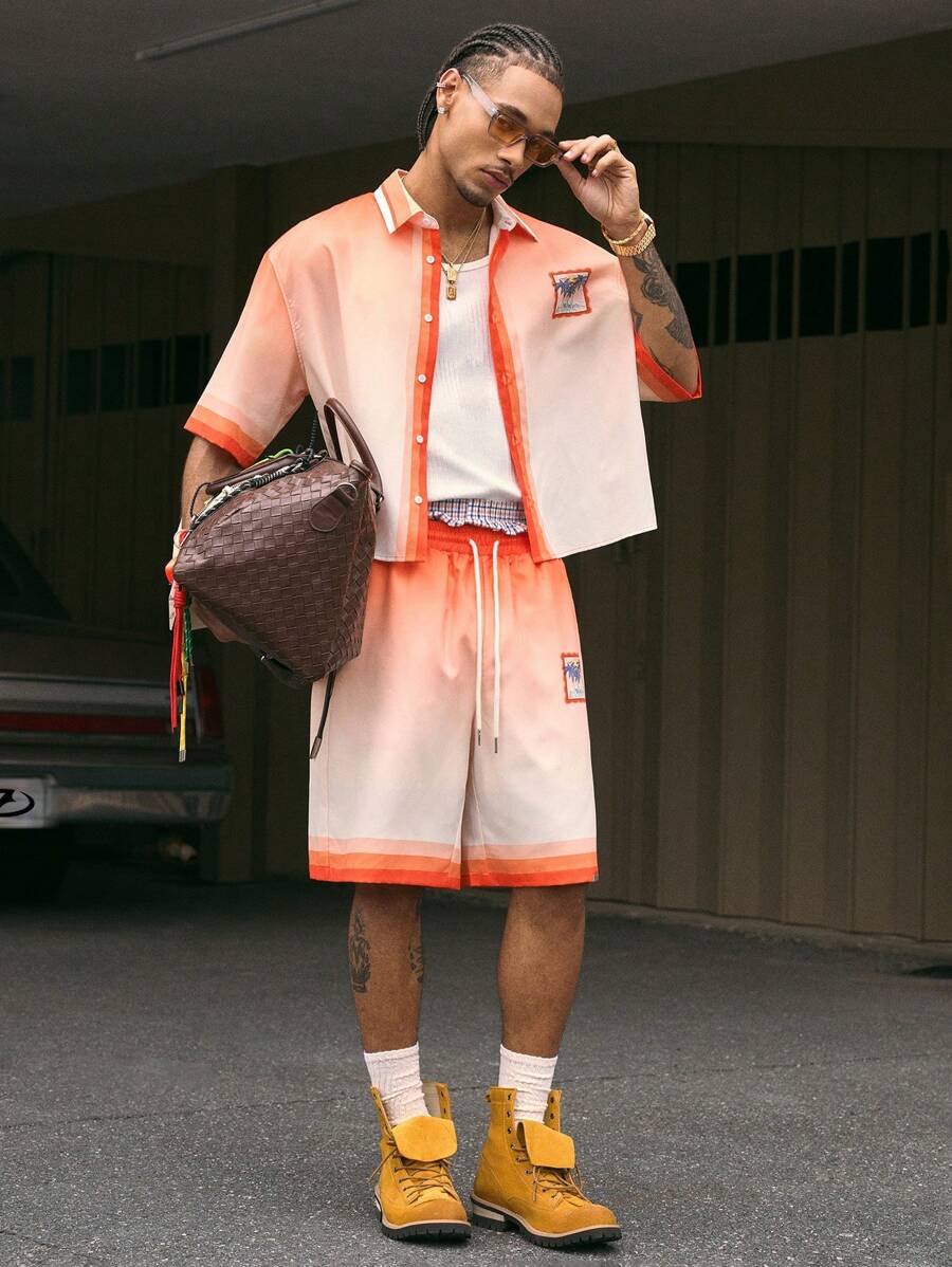 CONJUNTO STREETWEAR OVERSIZED MASCULINO DAMASCO STYNVO SUNSET STRIPE