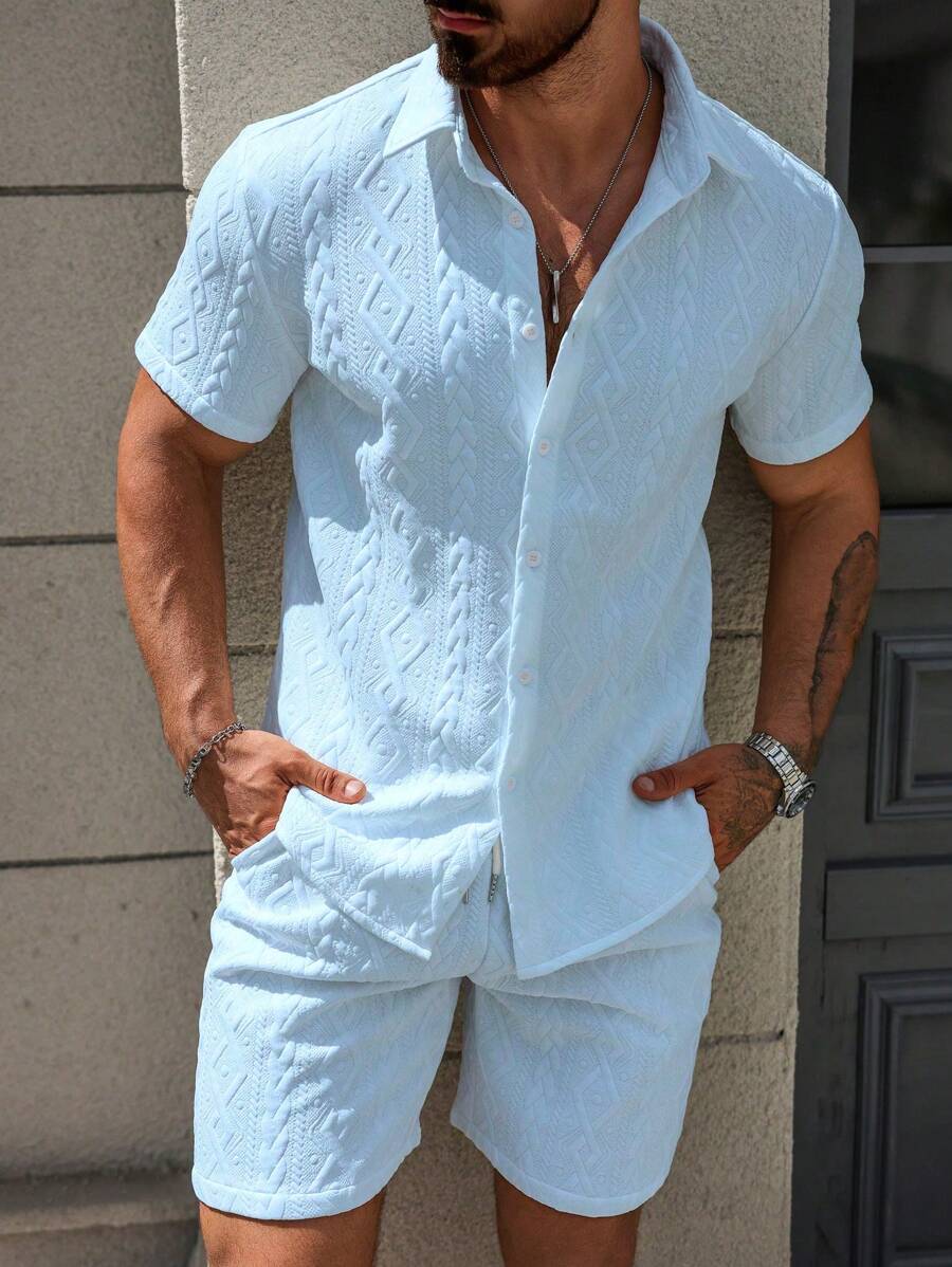 Conjunto CasualCool Conjunto de Camisa e Shorts Casuais de Verão