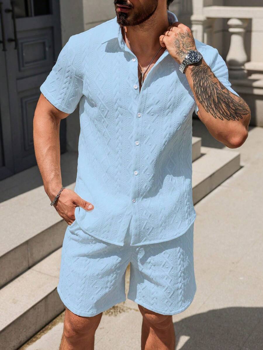Conjunto CasualCool Conjunto de Camisa e Shorts Casuais de Verão