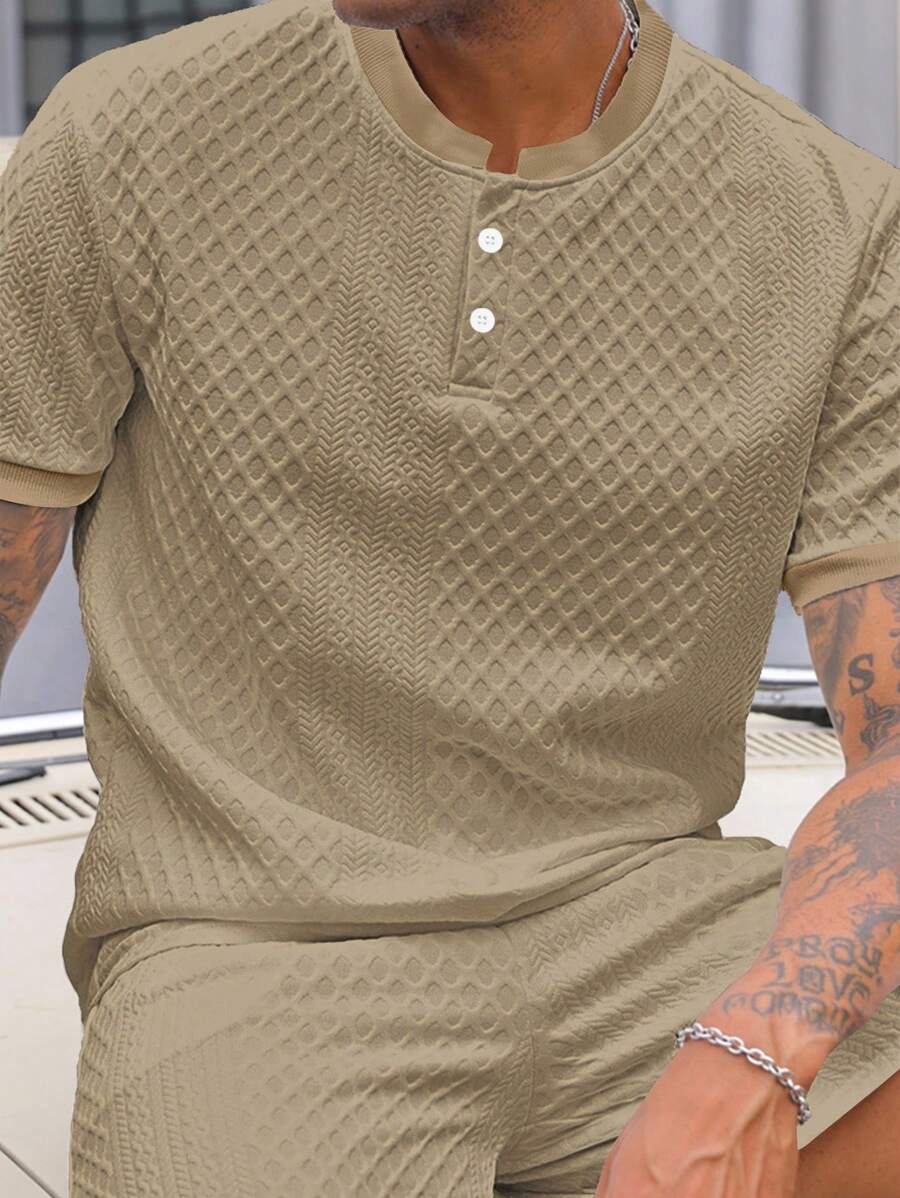 Camiseta Henley Diamond Texture