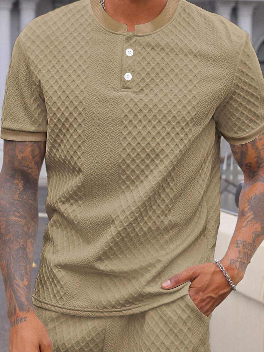 Camiseta Henley Diamond Texture