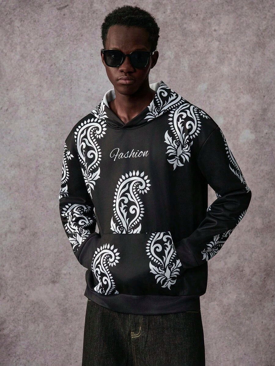 STYNVO Moletom com Bolso Estampado Casual Masculino, Outono