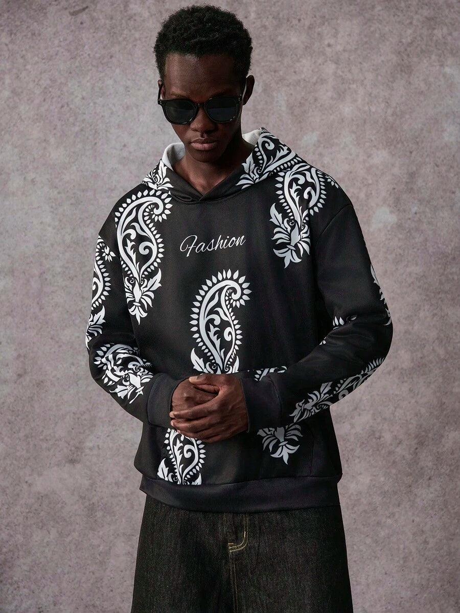 STYNVO Moletom com Bolso Estampado Casual Masculino, Outono