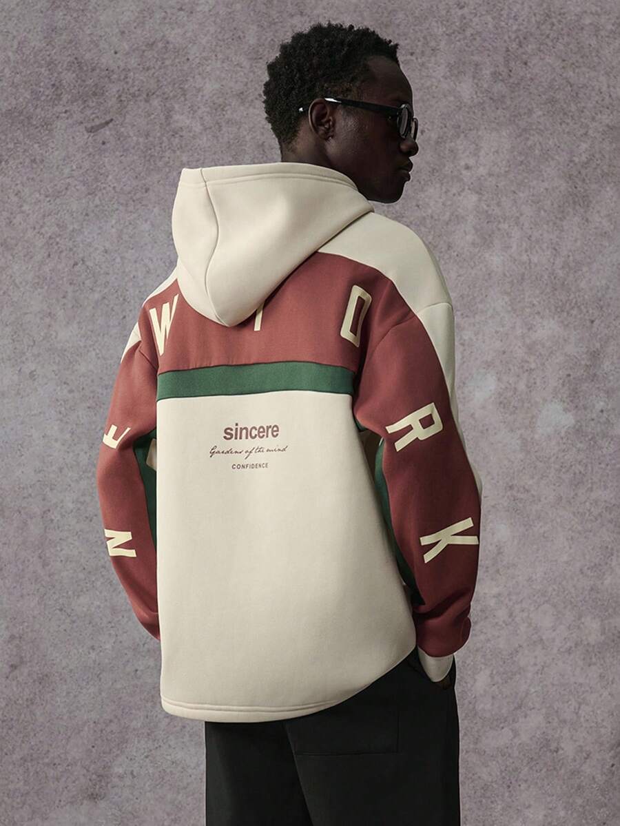 STYNVO Moletom Casual Masculino de Manga Longa com Ombros Caídos e Estampa, para Outono e Inverno