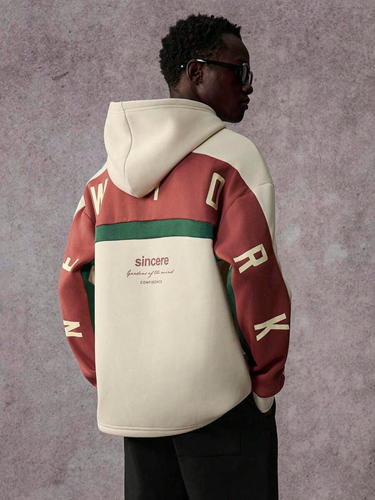 STYNVO Moletom Casual Masculino de Manga Longa com Ombros Caídos e Estampa, para Outono e Inverno