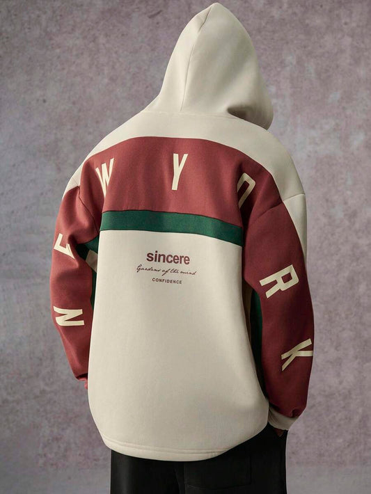 STYNVO Moletom Casual Masculino de Manga Longa com Ombros Caídos e Estampa, para Outono e Inverno