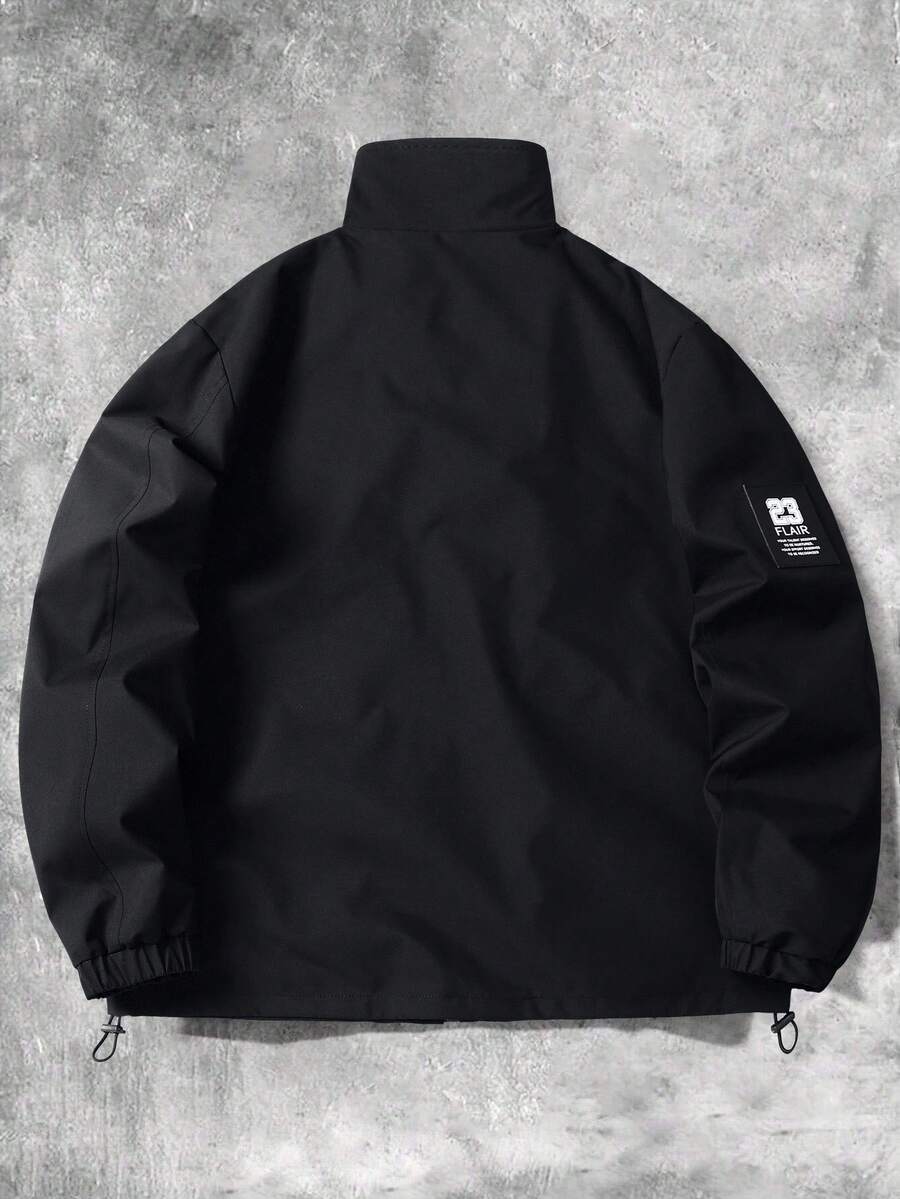 STYNVO Jaqueta Casual Versátil e Esportiva com Gola Alta para Homens, Estampa Gráfica Grande, Estilo de Casal Jovem, Bolsos Grandes, Jaqueta de Outono/Inverno