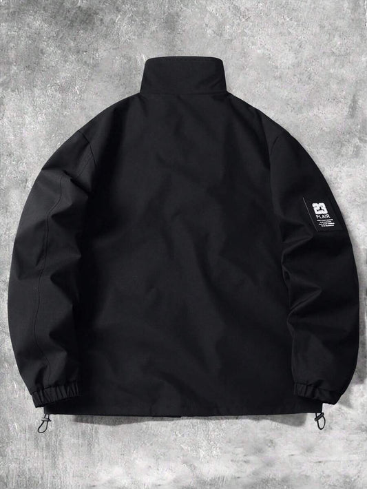STYNVO Jaqueta Casual Versátil e Esportiva com Gola Alta para Homens, Estampa Gráfica Grande, Estilo de Casal Jovem, Bolsos Grandes, Jaqueta de Outono/Inverno
