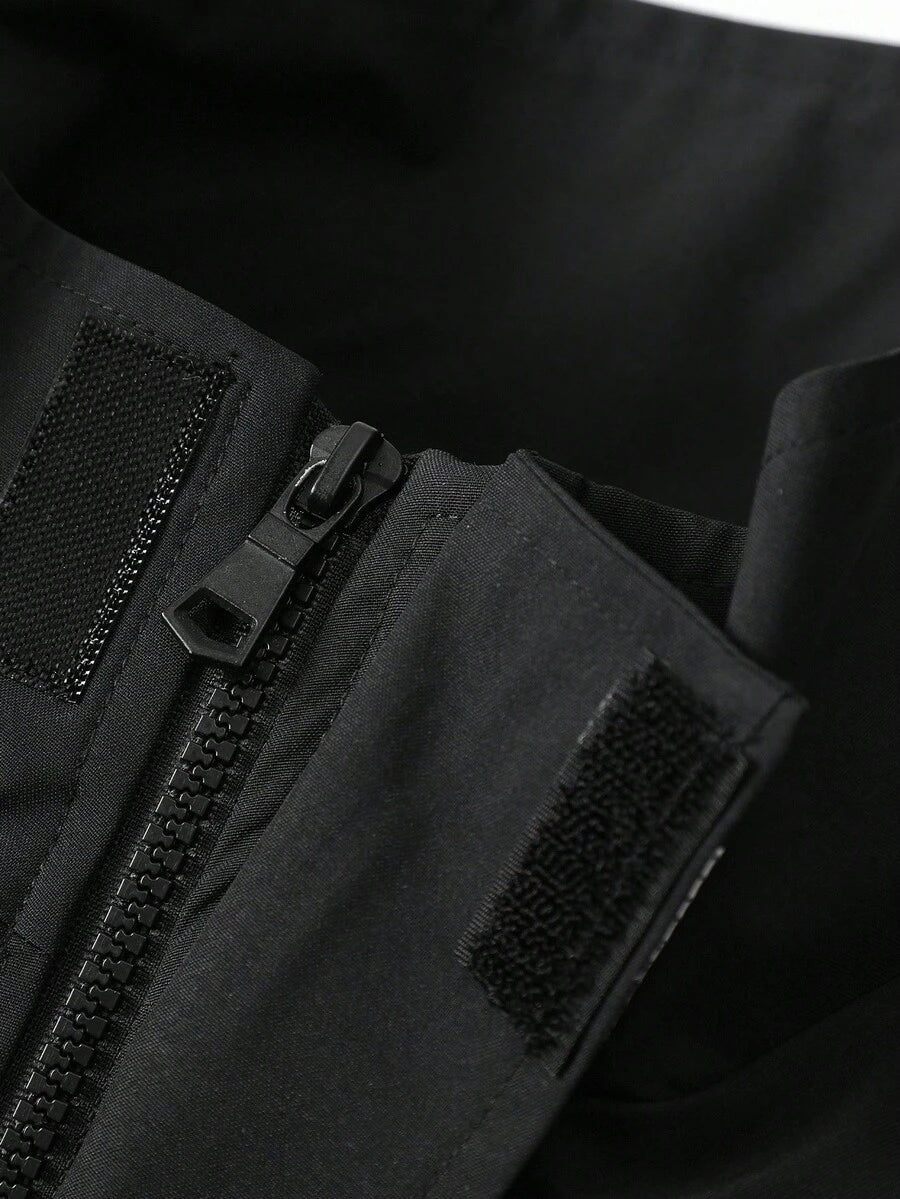 STYNVO Jaqueta Casual Versátil e Esportiva com Gola Alta para Homens, Estampa Gráfica Grande, Estilo de Casal Jovem, Bolsos Grandes, Jaqueta de Outono/Inverno