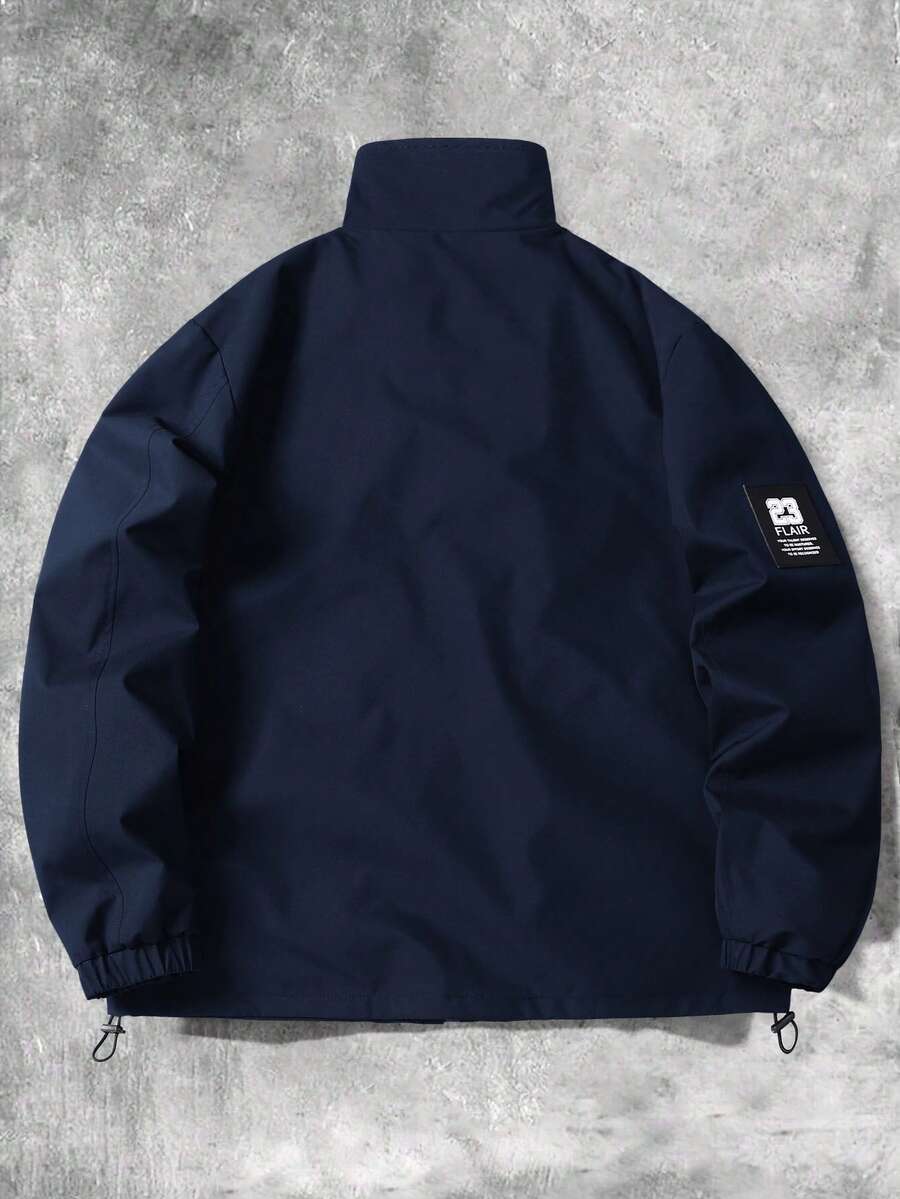 STYNVO Jaqueta Casual Versátil e Esportiva com Gola Alta para Homens, Estampa Gráfica Grande, Estilo de Casal Jovem, Bolsos Grandes, Jaqueta de Outono/Inverno