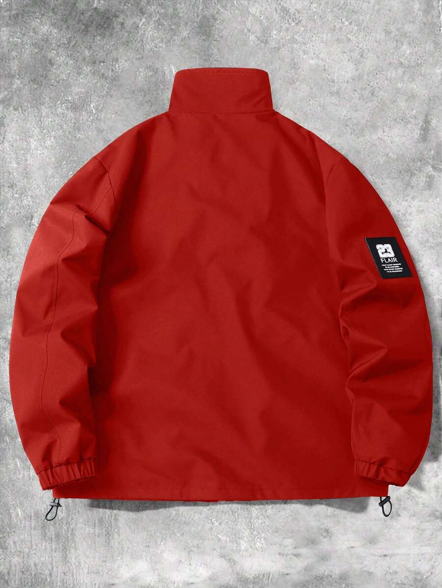 STYNVO Jaqueta Casual Versátil e Esportiva com Gola Alta para Homens, Estampa Gráfica Grande, Estilo de Casal Jovem, Bolsos Grandes, Jaqueta de Outono/Inverno