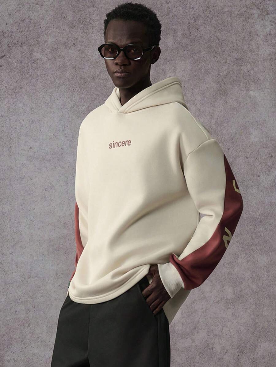 STYNVO Moletom Casual Masculino de Manga Longa com Ombros Caídos e Estampa, para Outono e Inverno