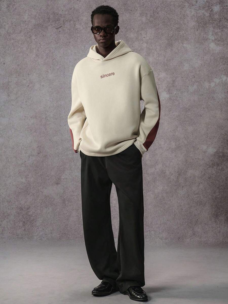 STYNVO Moletom Casual Masculino de Manga Longa com Ombros Caídos e Estampa, para Outono e Inverno