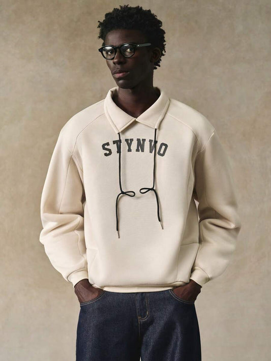 STYNVO Moletom Casual Masculino com Estampa de Letra Solta de Ombro Caído, Moletom Gráfico Cropped de Outono para Rua, Moletom Gráfico Streetwear