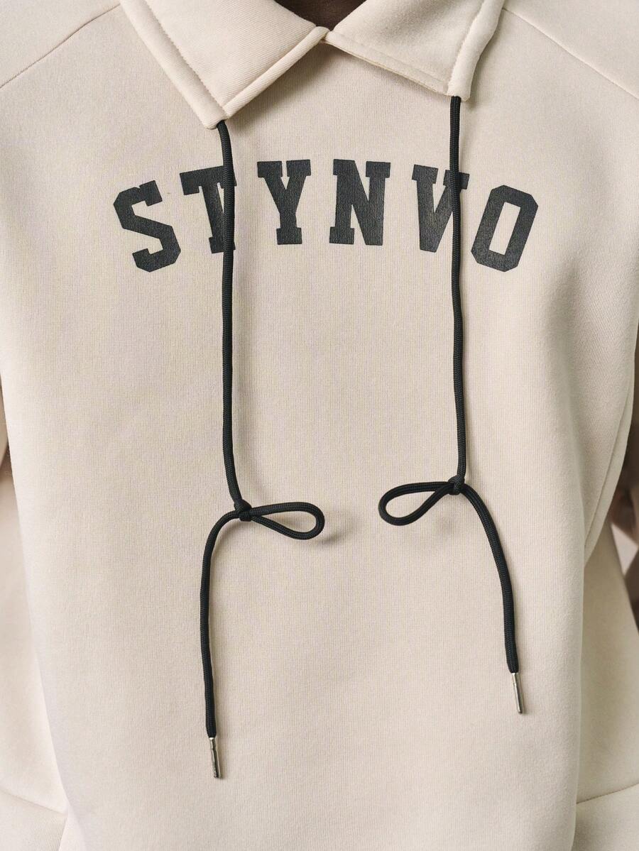 STYNVO Moletom Casual Masculino com Estampa de Letra Solta de Ombro Caído, Moletom Gráfico Cropped de Outono para Rua, Moletom Gráfico Streetwear