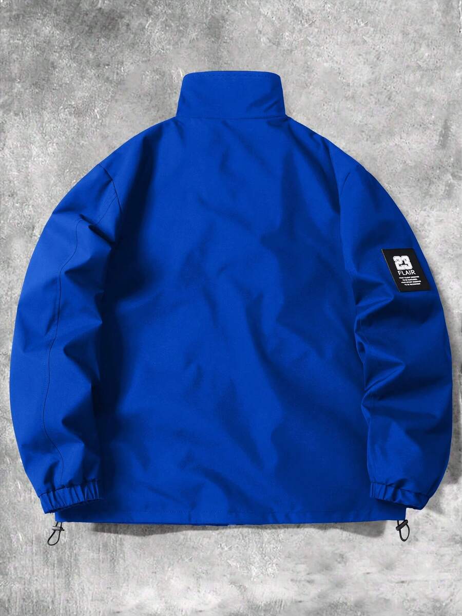 STYNVO Jaqueta Casual Versátil e Esportiva com Gola Alta para Homens, Estampa Gráfica Grande, Estilo de Casal Jovem, Bolsos Grandes, Jaqueta de Outono/Inverno