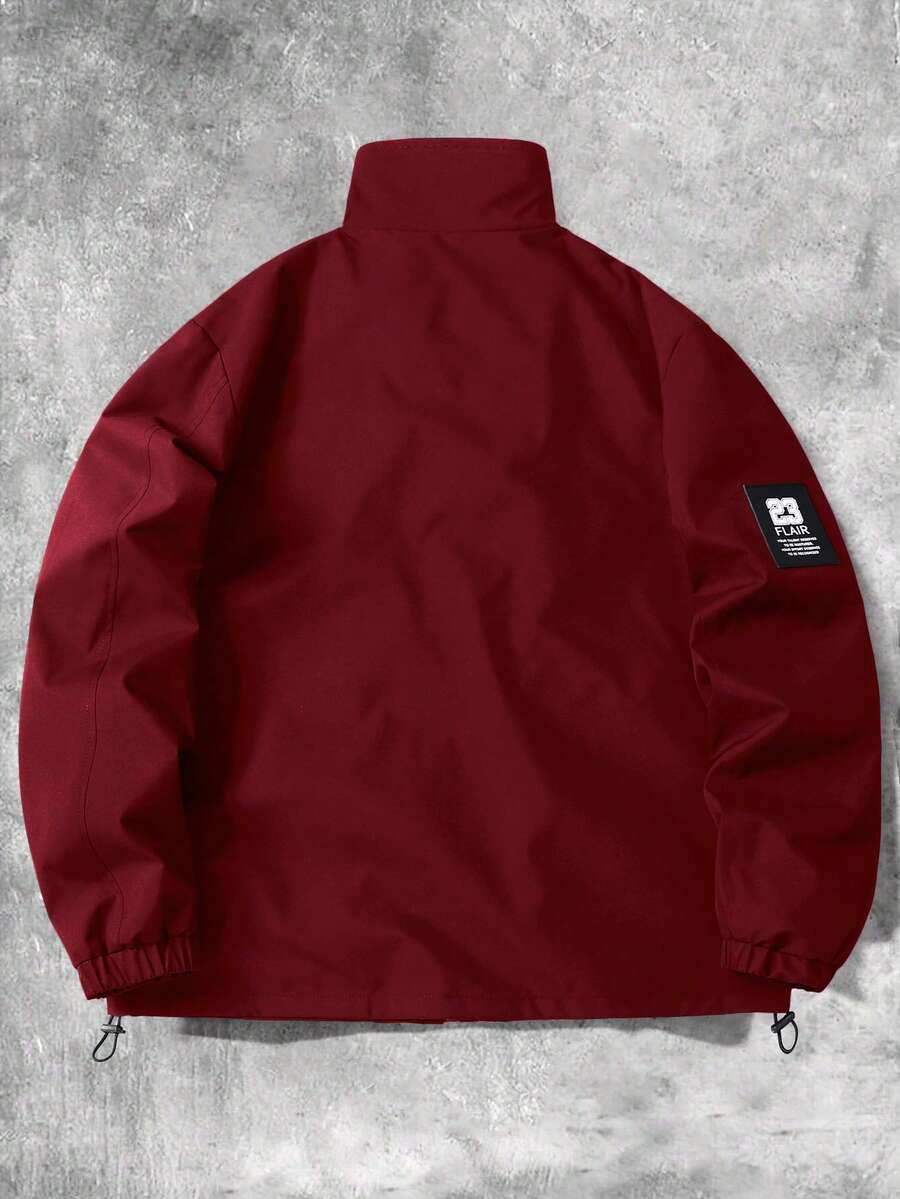 STYNVO Jaqueta Casual Versátil e Esportiva com Gola Alta para Homens, Estampa Gráfica Grande, Estilo de Casal Jovem, Bolsos Grandes, Jaqueta de Outono/Inverno