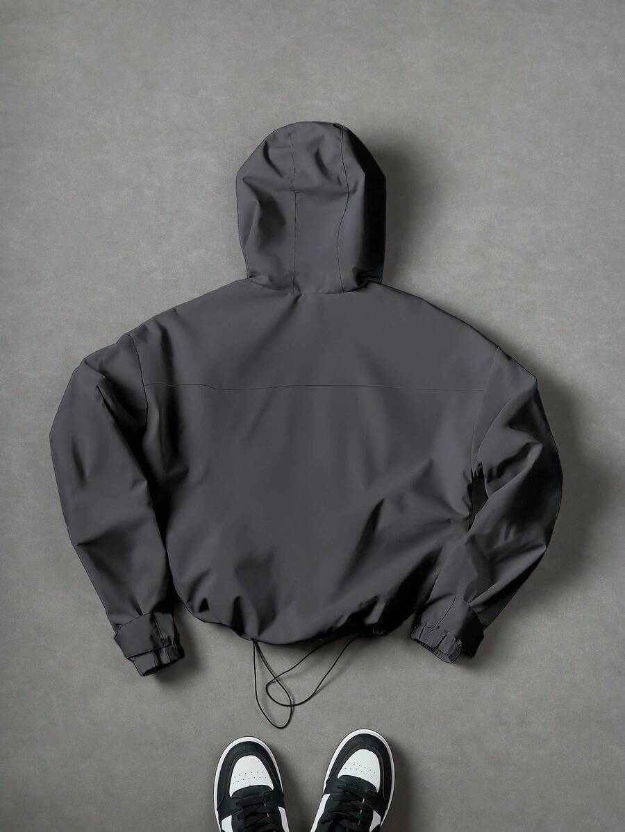 STYNVO Jaqueta casual masculina com capuz e zíper, de manga longa, em cores contrastantes e corte folgado