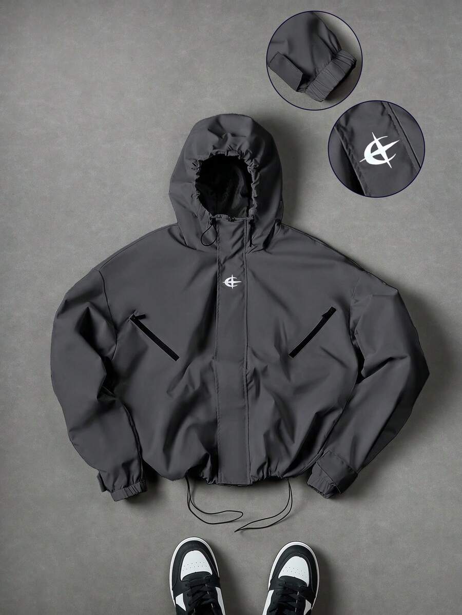 STYNVO Jaqueta casual masculina com capuz e zíper, de manga longa, em cores contrastantes e corte folgado