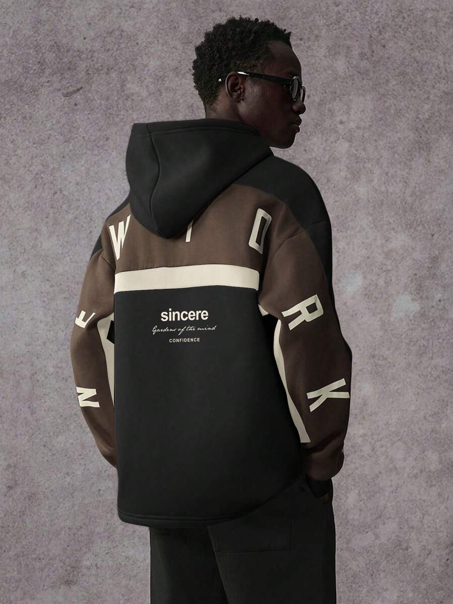 STYNVO Moletom Casual Masculino de Manga Longa com Ombros Caídos e Estampa, para Outono e Inverno
