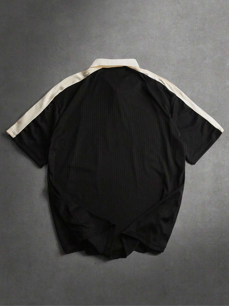 STYNVO Camisa Polo Casual Masculina com Estampa de Letra em Bloco de Cores, Verão